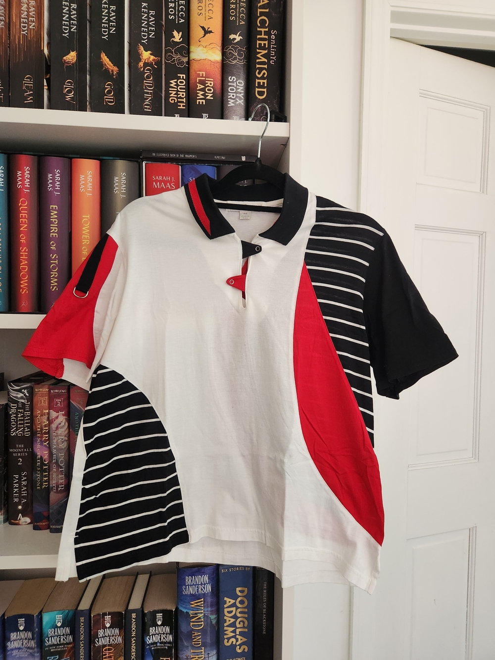 Tennis Colorblock Polo Shirt - Red, Black & White - Picture 1 of 3
